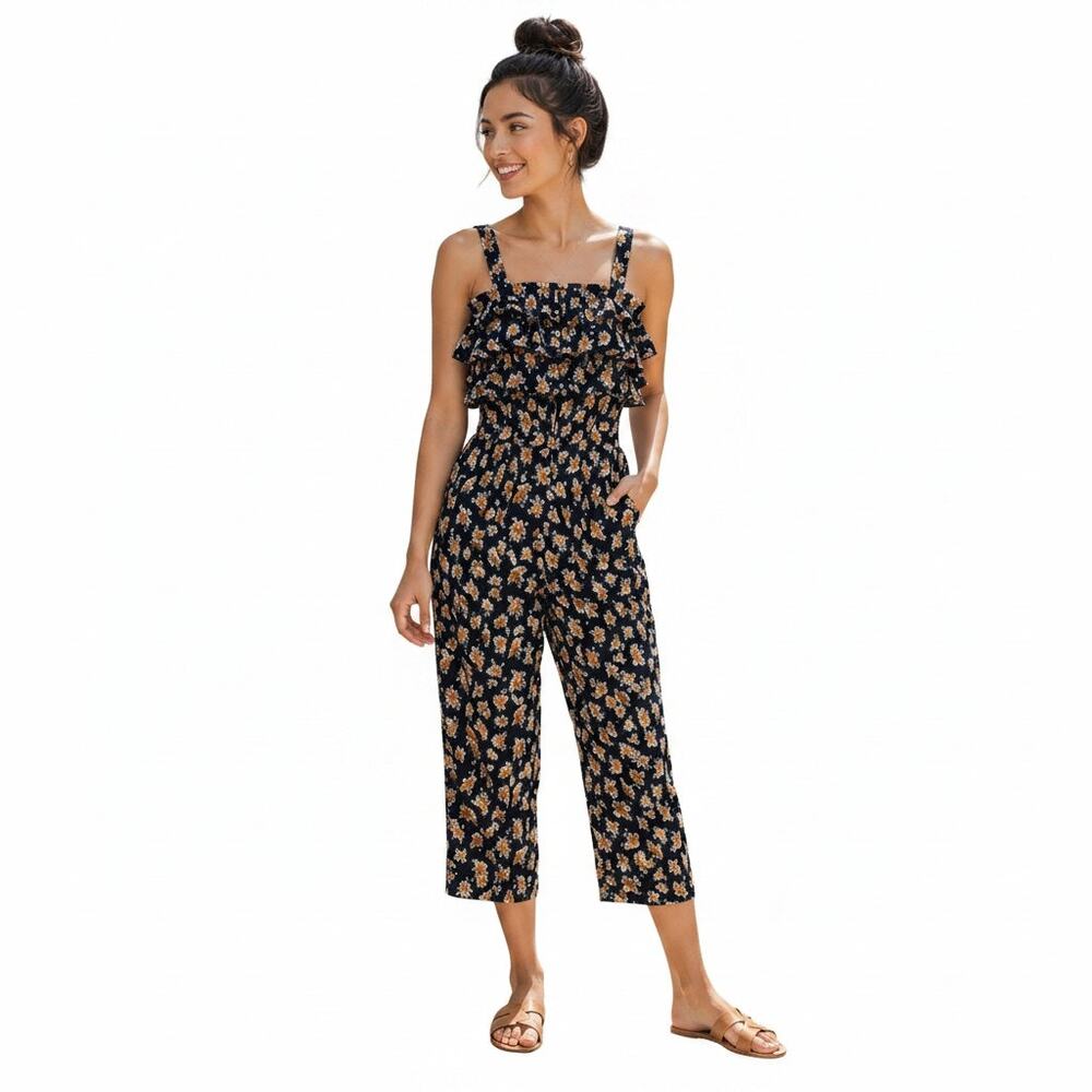 Trendcool Navy Orange Floral Jumpsuit, M